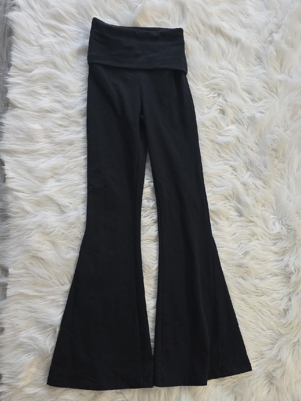 Aerie Cotton Fold-Over High Waist Black Flare Yoga Pants Xs